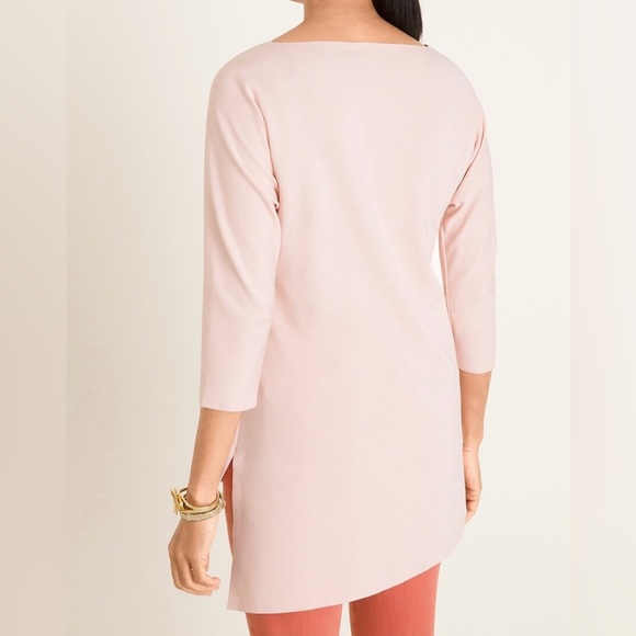 Chicos Asymmetrical Hem Scuba Tunic Cream White Minimal Minimalist Size O Small - Picture 12 of 14